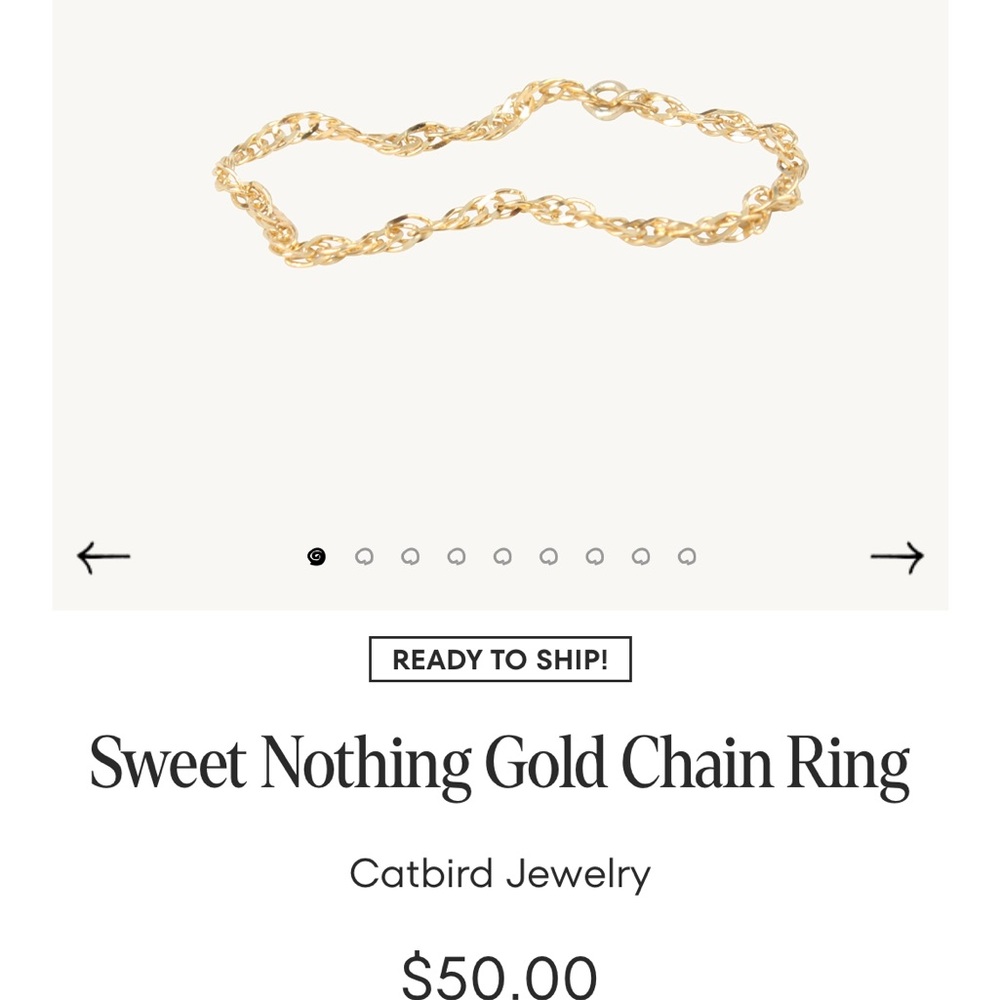 Catbird Gold Chain Ring with Box size 5